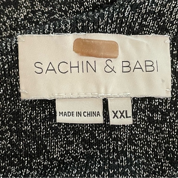Sachin & Babi | Black Silver Metallic V Back Sweater - Picture 7 of 9